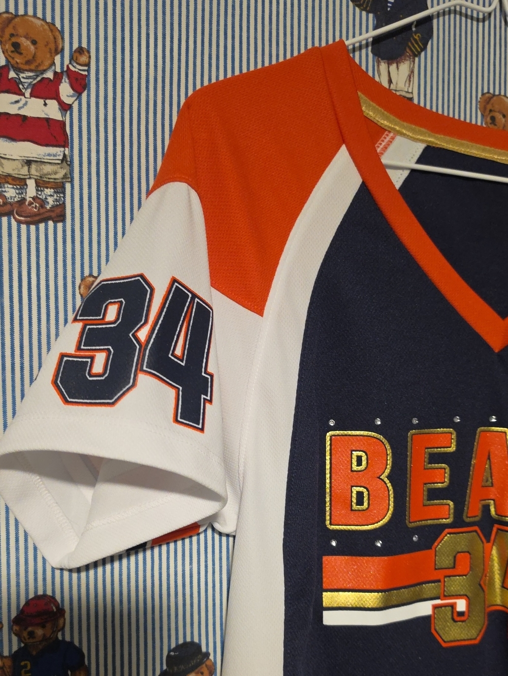 Payton Bears Hall Of Fame Football Jersey Orange Navy Gold Womens Medium - Picture 7 of 15